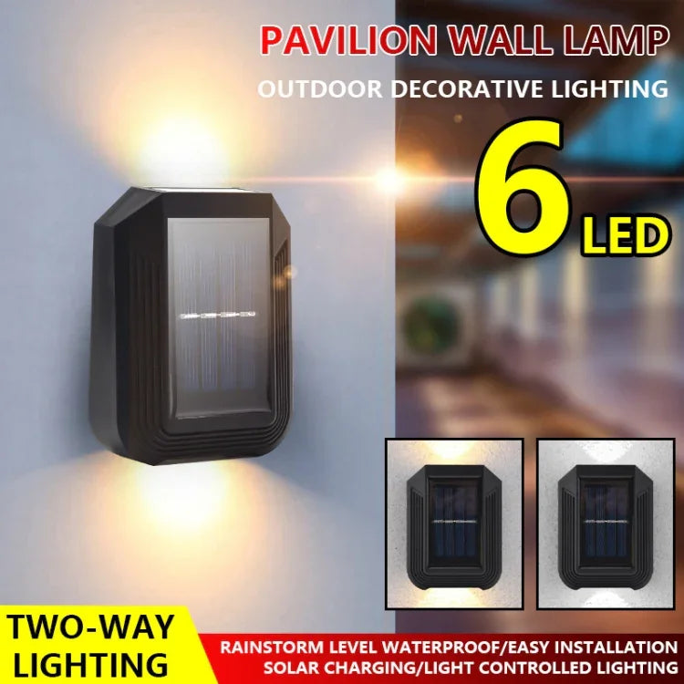 Applique murale solaire extérieure 6 LED, luminaire décoratif de jardin haut et bas
