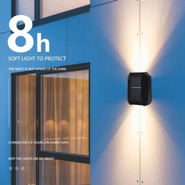 Applique murale solaire extérieure 6 LED, luminaire décoratif de jardin haut et bas