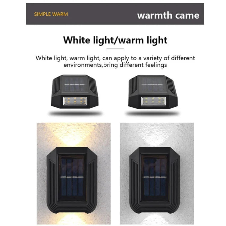 Applique murale solaire extérieure 6 LED, luminaire décoratif de jardin haut et bas