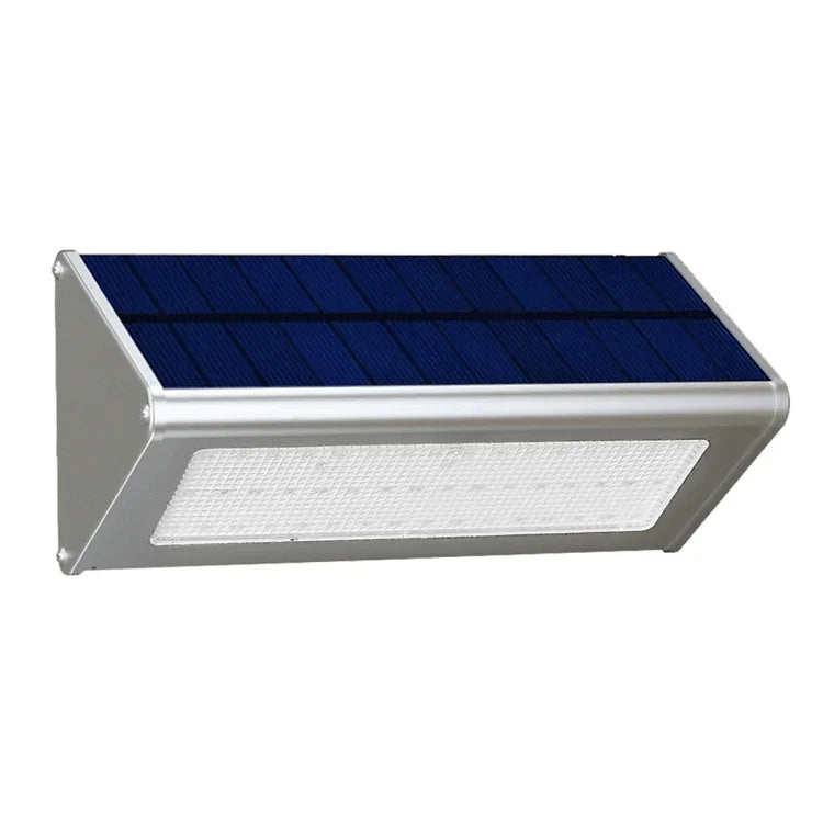 Lampe Murale Solaire de Jardin / Cour / Camping Extérieur Économe en Énergie, 800 LM, 48 LED SMD 2835, avec Capteur, Forme Triangulaire et Interrupteur Caché (Argent)