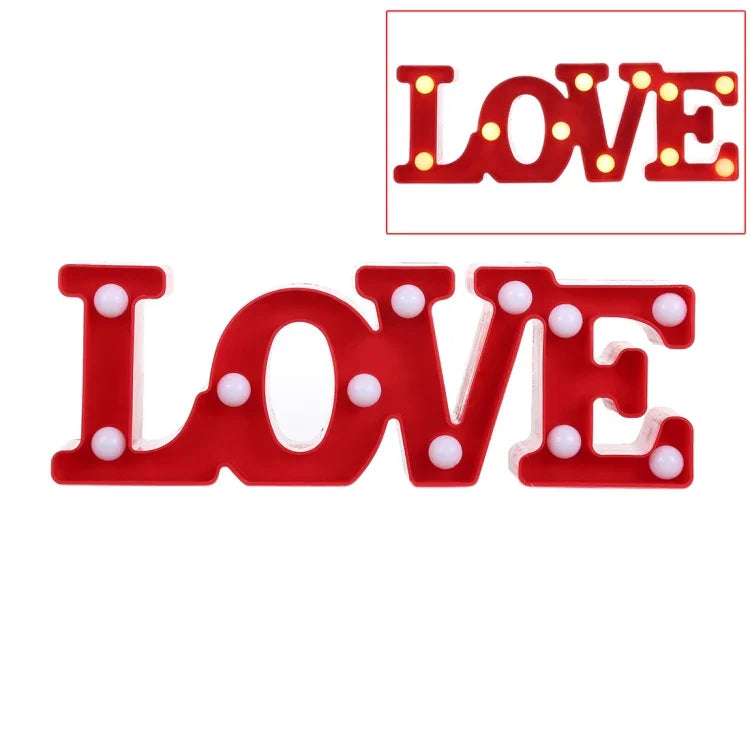 Veilleuse de table, alimentée par 2 piles AA, pour fêtes, festivals, mariages, LOVE (rouge), LOVE (blanc)