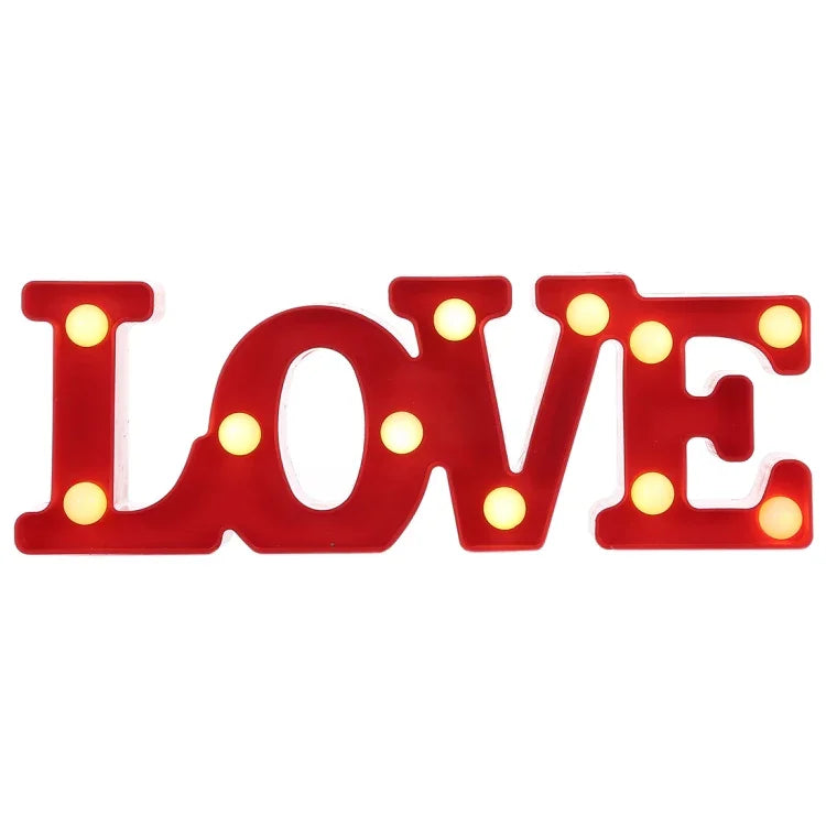 Veilleuse de table, alimentée par 2 piles AA, pour fêtes, festivals, mariages, LOVE (rouge), LOVE (blanc)