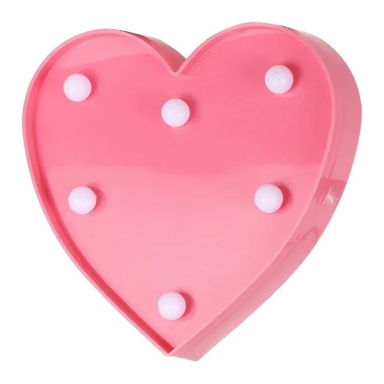 Lampe de table de fête alimentée par 2 piles AA, lumière de nuit, cœur (rose)