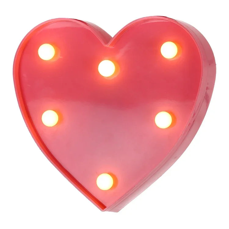 Lampe de table de fête alimentée par 2 piles AA, lumière de nuit, cœur (rose)