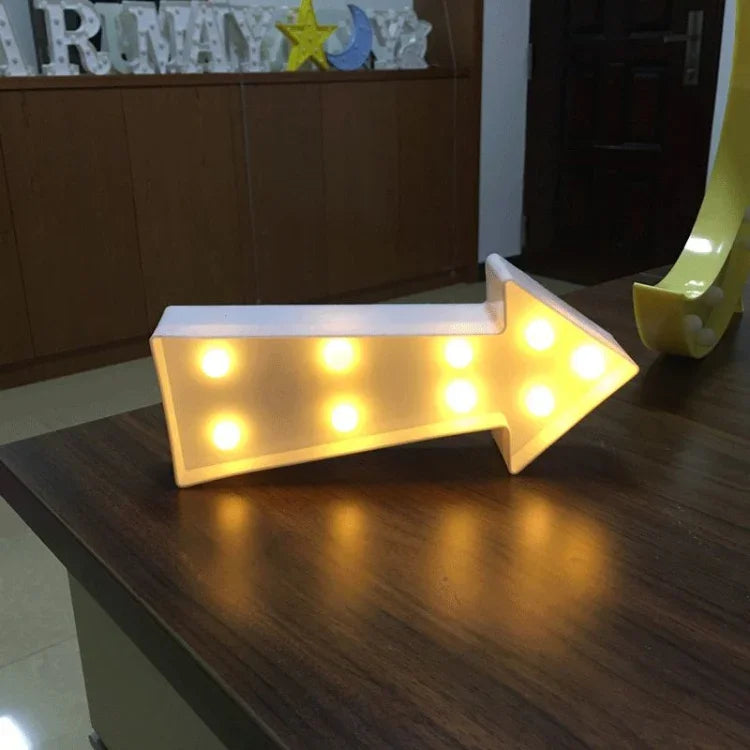 Lampe de table de fête alimentée par 2 piles AA, lumière de nuit, panneau flèche