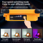 Lumière de camping solaire portable 50W 32 LED, éclairage magnétique d'urgence avec quatre niveaux de luminosité, batterie externe et indicateur de batterie