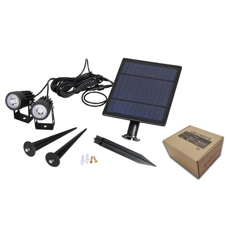 Projecteur solaire extérieur 3W trois en un étanche IP65 avec contrôle de la lumière, lampe de pelouse à induction, flux lumineux : 300-400lm (fixation cyclique RVB), trois en un
