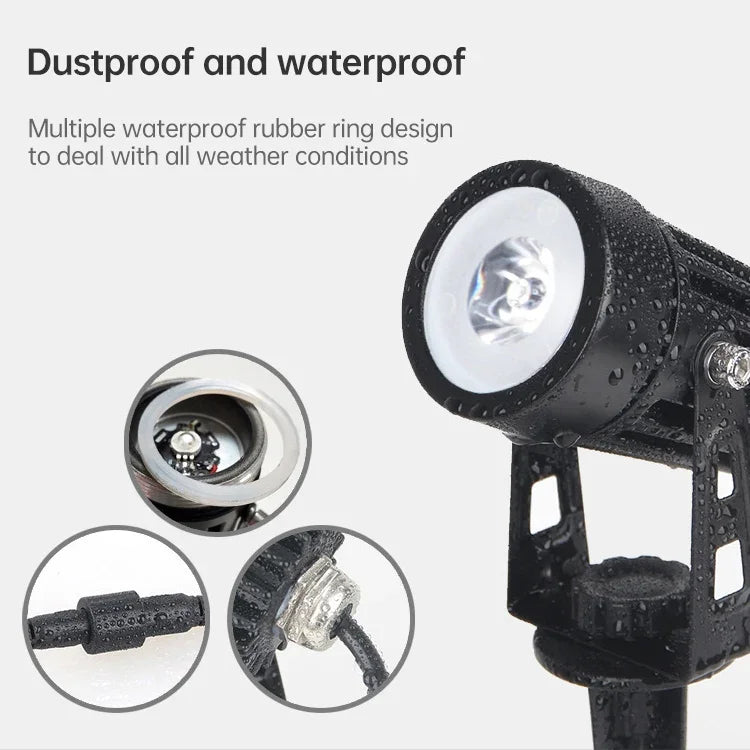 Projecteur solaire extérieur 3W trois en un étanche IP65 avec contrôle de la lumière, lampe de pelouse à induction, flux lumineux : 300-400lm (fixation cyclique RVB), trois en un