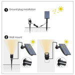 Projecteur solaire extérieur 3W trois en un étanche IP65 avec contrôle de la lumière, lampe de pelouse à induction, flux lumineux : 300-400lm (fixation cyclique RVB), trois en un