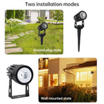 Projecteur solaire extérieur 3W trois en un étanche IP65 avec contrôle de la lumière, lampe de pelouse à induction, flux lumineux : 300-400lm (fixation cyclique RVB), trois en un