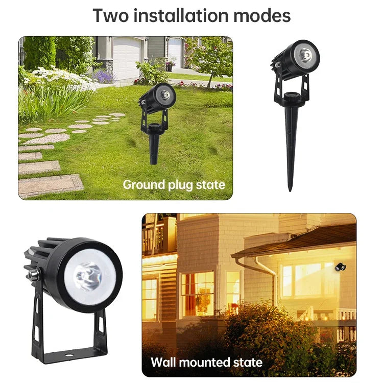 Projecteur solaire extérieur 3W trois en un étanche IP65 avec contrôle de la lumière, lampe de pelouse à induction, flux lumineux : 300-400lm (fixation cyclique RVB), trois en un