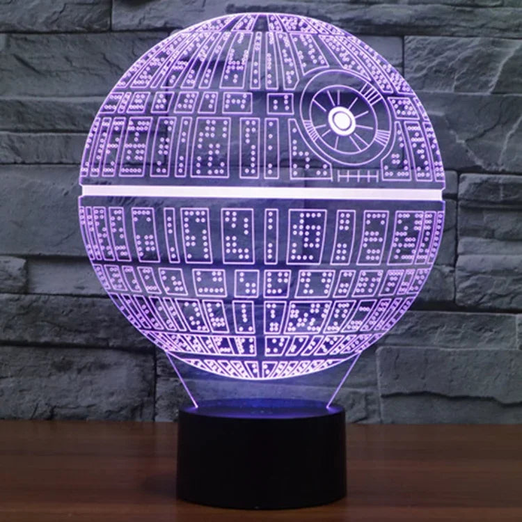 Veilleuse Lampe de bureau créative 3D à décoloration en 7 couleurs, style Étoile de la Mort