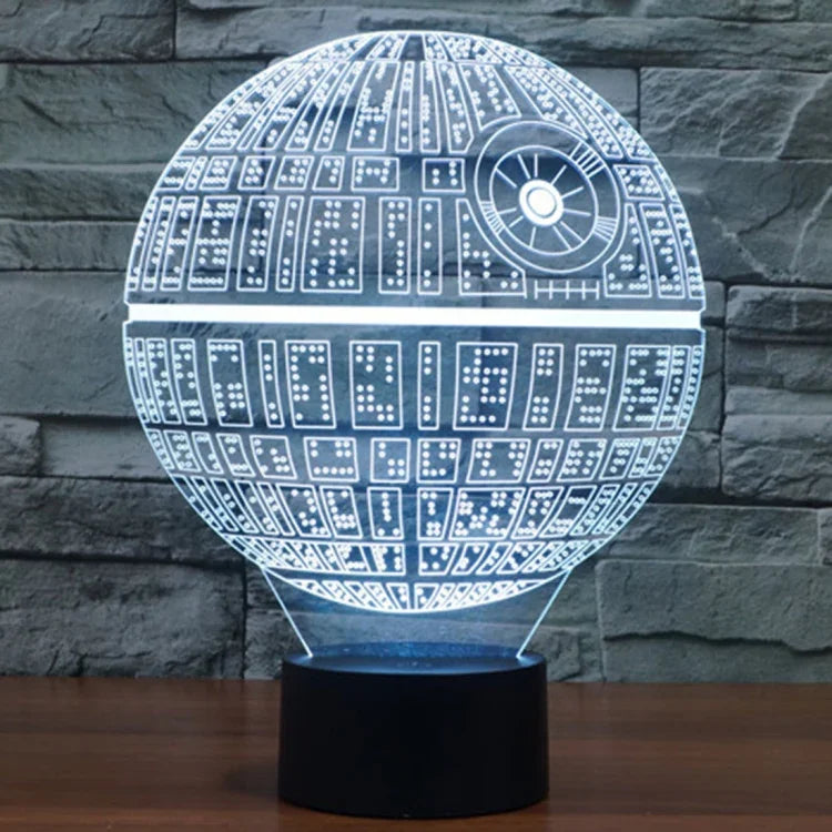 Veilleuse Lampe de bureau créative 3D à décoloration en 7 couleurs, style Étoile de la Mort