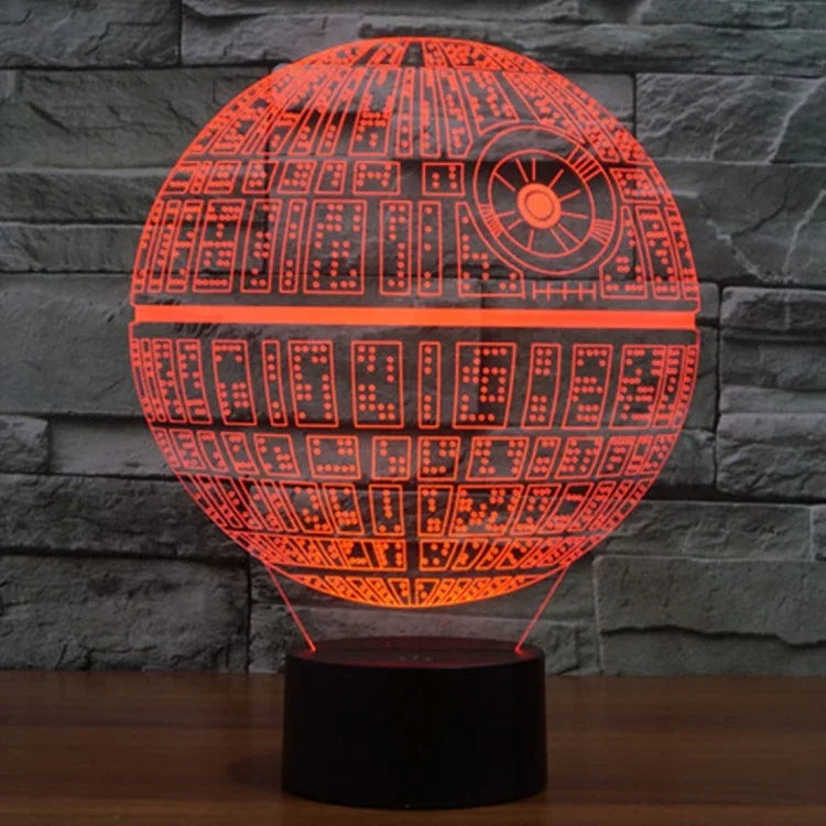 Veilleuse Lampe de bureau créative 3D à décoloration en 7 couleurs, style Étoile de la Mort
