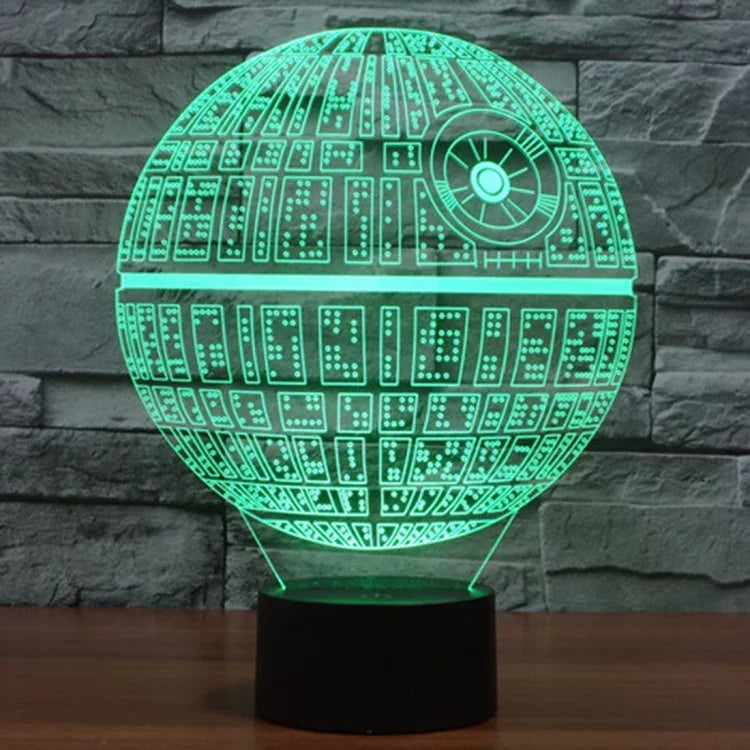 Veilleuse Lampe de bureau créative 3D à décoloration en 7 couleurs, style Étoile de la Mort