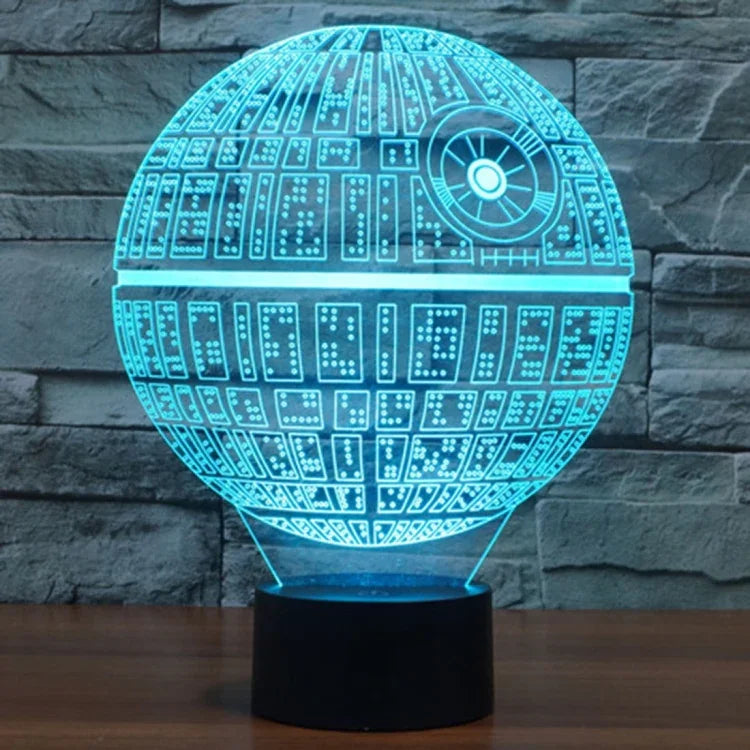 Veilleuse Lampe de bureau créative 3D à décoloration en 7 couleurs, style Étoile de la Mort