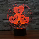 Lampe de bureau stéréoscopique créative à sept couleurs avec motif I LOVE YOU, cadeau original