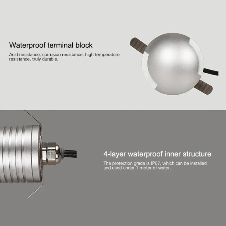 Lampe enterrée polarisée intégrée à LED 3W IP67 étanche Coque de tortue Lampe de jardin extérieur, Lumière chaude 3000K Q2 Lumière bidirectionnelle, Lumière chaude 3000K Q2