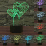Lampe de chevet créative 7 couleurs à décoloration visuelle stéréo, style ballon double cœur