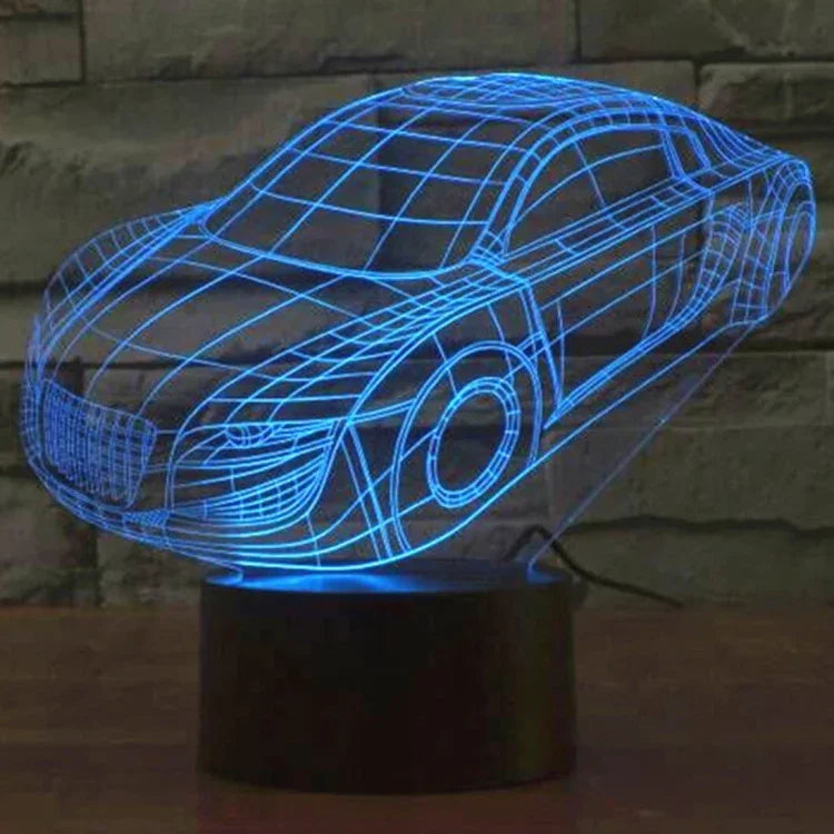 Lampe de bureau créative avec décoloration 7 couleurs, lampe de nuit à effet stéréoscopique, style voiture.