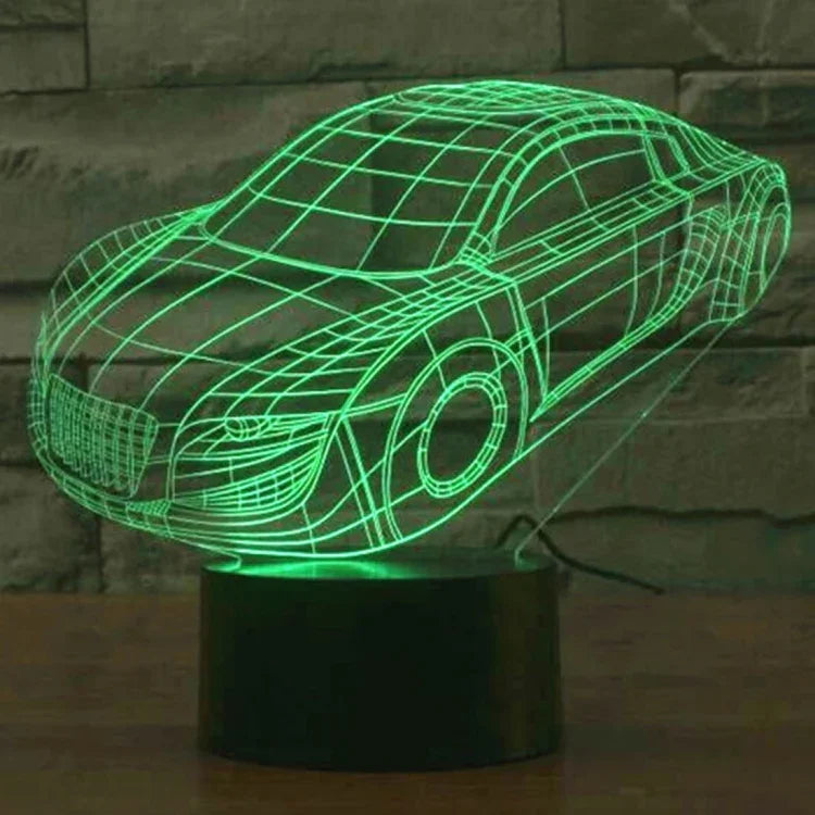 Lampe de bureau créative avec décoloration 7 couleurs, lampe de nuit à effet stéréoscopique, style voiture.