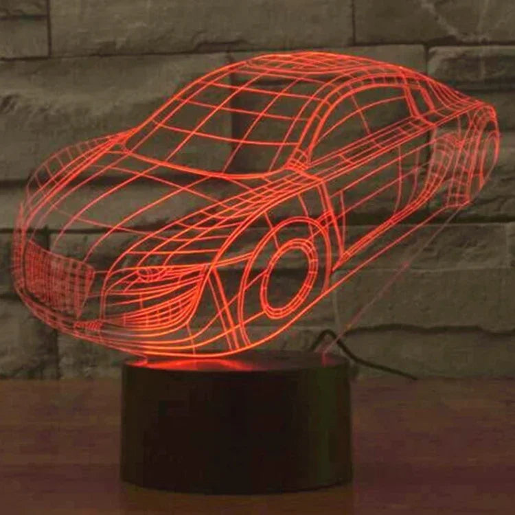 Lampe de bureau créative avec décoloration 7 couleurs, lampe de nuit à effet stéréoscopique, style voiture.