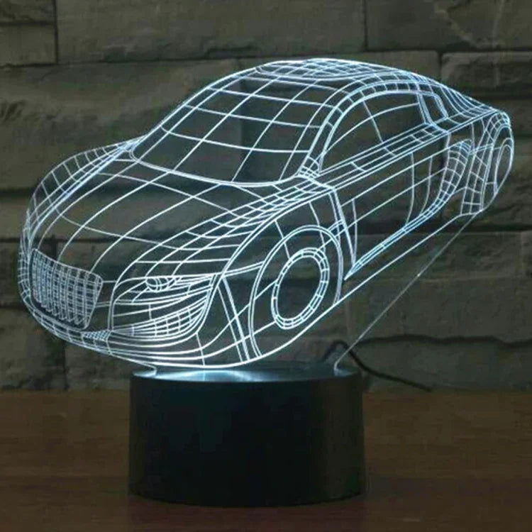 Lampe de bureau créative avec décoloration 7 couleurs, lampe de nuit à effet stéréoscopique, style voiture.