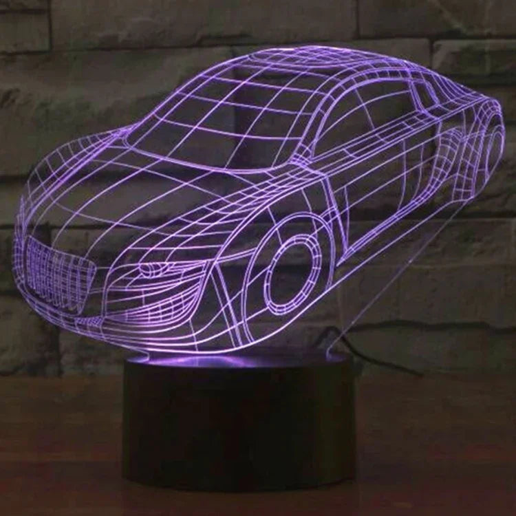 Lampe de bureau créative avec décoloration 7 couleurs, lampe de nuit à effet stéréoscopique, style voiture.