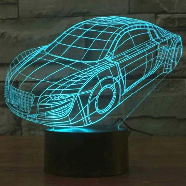 Lampe de bureau créative avec décoloration 7 couleurs, lampe de nuit à effet stéréoscopique, style voiture.