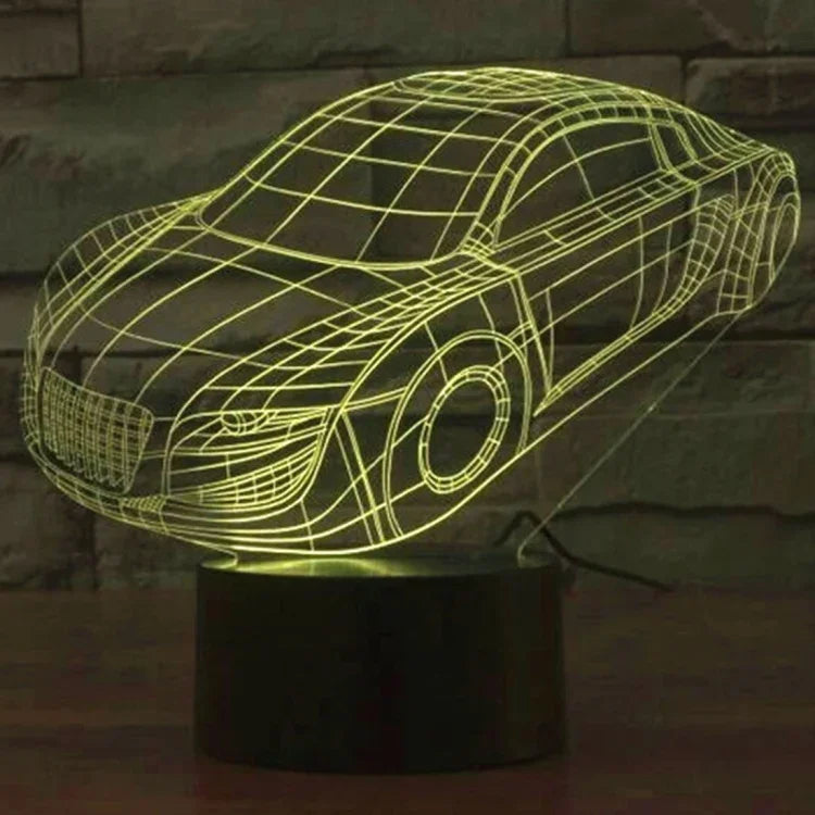 Lampe de bureau créative avec décoloration 7 couleurs, lampe de nuit à effet stéréoscopique, style voiture.