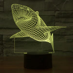 Lampe de table créative en stéréo visuelle à 7 couleurs, lampe de nuit, style requin