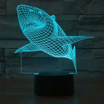 Lampe de table créative en stéréo visuelle à 7 couleurs, lampe de nuit, style requin