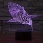 Lampe de table créative en stéréo visuelle à 7 couleurs, lampe de nuit, style requin