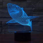 Lampe de table créative en stéréo visuelle à 7 couleurs, lampe de nuit, style requin