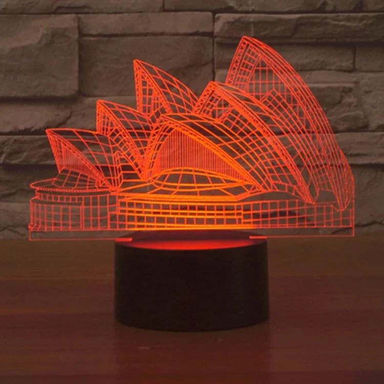 Veilleuse de lampe de bureau stéréo visuelle créative 7 couleurs, style Opéra de Sydney