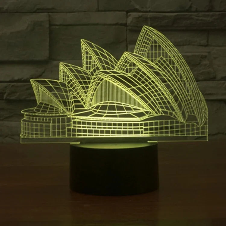 Veilleuse de lampe de bureau stéréo visuelle créative 7 couleurs, style Opéra de Sydney