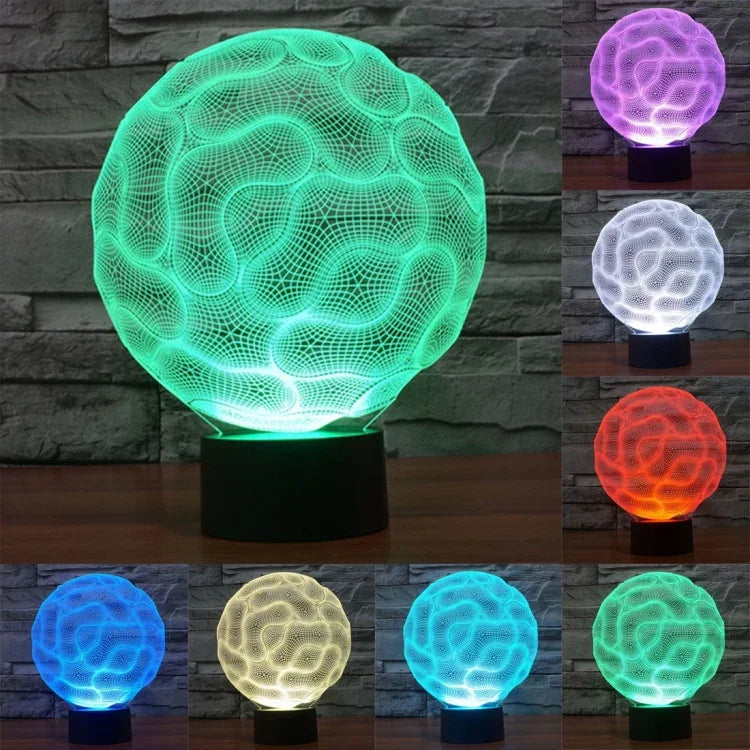Lampe de Bureau Créative Stéréo Visuelle à Décoloration 7 Couleurs Veilleuse, Style Cerveau