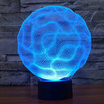 Lampe de Bureau Créative Stéréo Visuelle à Décoloration 7 Couleurs Veilleuse, Style Cerveau