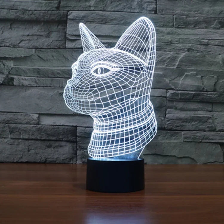 7 Color Discoloration Creative Visual Stereo Lamp Desk Lamp Night Light, Side Face Cat Style
