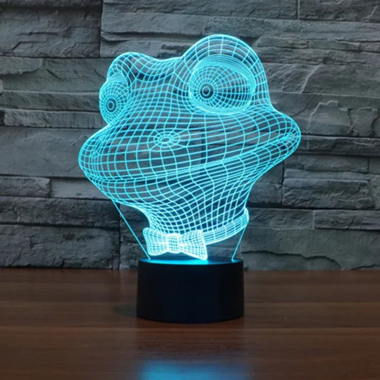 Lampe de bureau créative avec effets visuels stéréo et décoloration en 7 couleurs, Veilleuse, Style Grenouille