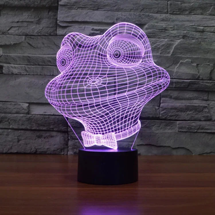 Lampe de bureau créative avec effets visuels stéréo et décoloration en 7 couleurs, Veilleuse, Style Grenouille