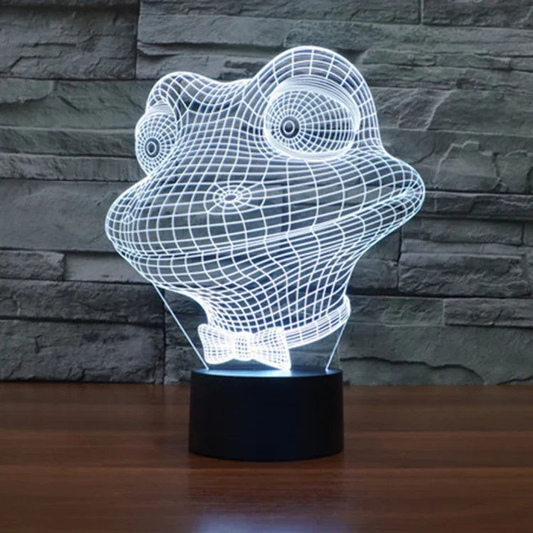 Lampe de bureau créative avec effets visuels stéréo et décoloration en 7 couleurs, Veilleuse, Style Grenouille