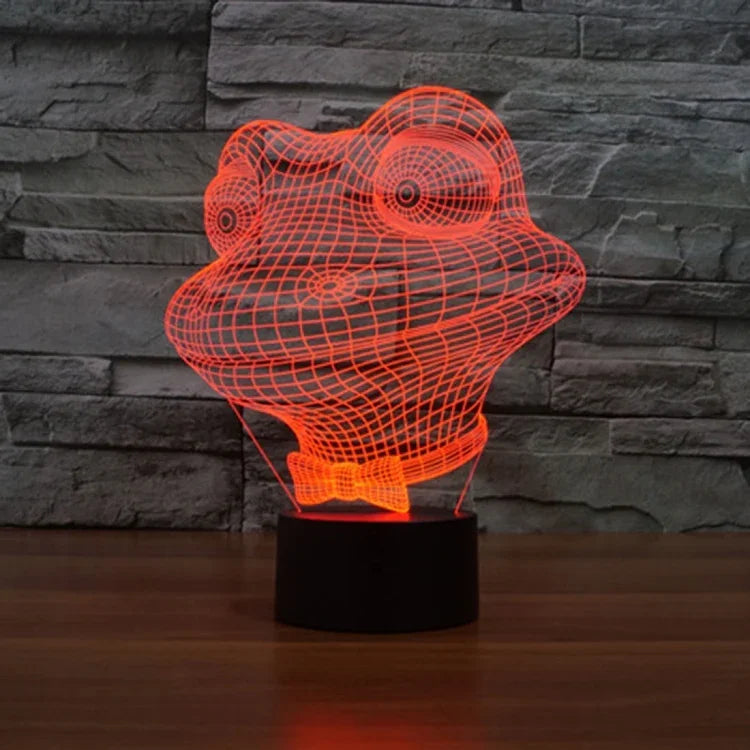 Lampe de bureau créative avec effets visuels stéréo et décoloration en 7 couleurs, Veilleuse, Style Grenouille