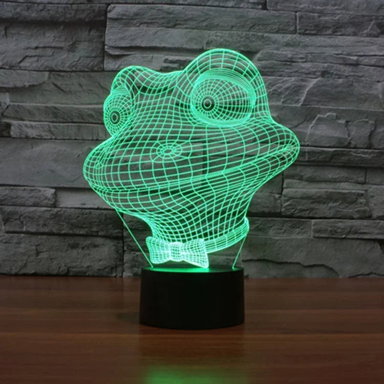 Lampe de bureau créative avec effets visuels stéréo et décoloration en 7 couleurs, Veilleuse, Style Grenouille