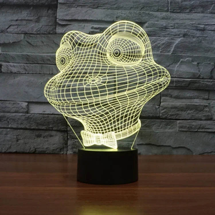 Lampe de bureau créative avec effets visuels stéréo et décoloration en 7 couleurs, Veilleuse, Style Grenouille
