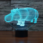 Lampe de bureau lumineuse créative 7 couleurs avec effets visuels en 3D, Veilleuse, Style Rhinocéros