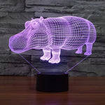 Lampe de bureau lumineuse créative 7 couleurs avec effets visuels en 3D, Veilleuse, Style Rhinocéros