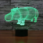 Lampe de bureau lumineuse créative 7 couleurs avec effets visuels en 3D, Veilleuse, Style Rhinocéros