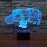 Lampe de bureau lumineuse créative 7 couleurs avec effets visuels en 3D, Veilleuse, Style Rhinocéros
