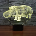 Lampe de bureau lumineuse créative 7 couleurs avec effets visuels en 3D, Veilleuse, Style Rhinocéros